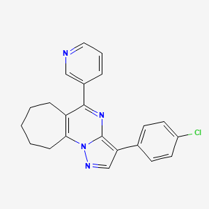 molecular formula C22H19ClN4 B11464650 3-(4-chlorophenyl)-5-(3-pyridyl)-7,8,9,10-tetrahydro-6H-cyclohepta[e]pyrazolo[1,5-a]pyrimidine 