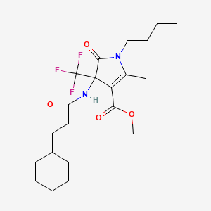 molecular formula C21H31F3N2O4 B11464663 methyl 1-butyl-4-[(3-cyclohexylpropanoyl)amino]-2-methyl-5-oxo-4-(trifluoromethyl)-4,5-dihydro-1H-pyrrole-3-carboxylate 