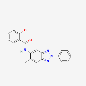 molecular formula C23H22N4O2 B11464688 2-methoxy-3-methyl-N-[6-methyl-2-(4-methylphenyl)-2H-1,2,3-benzotriazol-5-yl]benzamide 