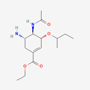 molecular formula C₁₅H₂₆N₂O₄ B1146469 3-脱(1-乙基丙氧)-3-(1-甲基丙氧)奥司他韦 CAS No. 1052063-37-2