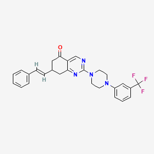 molecular formula C27H25F3N4O B11464721 7-[(E)-2-phenylethenyl]-2-{4-[3-(trifluoromethyl)phenyl]piperazin-1-yl}-7,8-dihydroquinazolin-5(6H)-one 