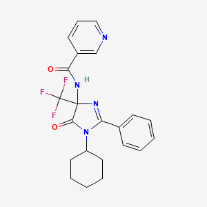 N-[1-cyclohexyl-5-oxo-2-phenyl-4-(trifluoromethyl)-4,5-dihydro-1H-imidazol-4-yl]pyridine-3-carboxamide