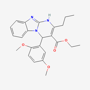 molecular formula C24H27N3O4 B11464763 Ethyl 4-(2,5-dimethoxyphenyl)-2-propyl-1,4-dihydropyrimido[1,2-a]benzimidazole-3-carboxylate 