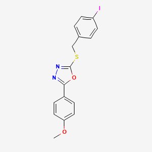 molecular formula C16H13IN2O2S B11464779 2-[(4-Iodobenzyl)sulfanyl]-5-(4-methoxyphenyl)-1,3,4-oxadiazole 