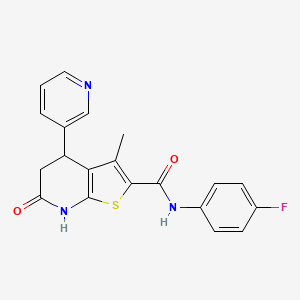 molecular formula C20H16FN3O2S B11464816 N-(4-fluorophenyl)-6-hydroxy-3-methyl-4-(pyridin-3-yl)-4,5-dihydrothieno[2,3-b]pyridine-2-carboxamide 