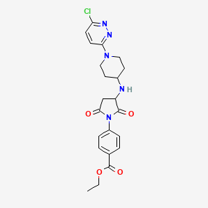 molecular formula C22H24ClN5O4 B11464818 Ethyl 4-(3-{[1-(6-chloropyridazin-3-yl)piperidin-4-yl]amino}-2,5-dioxopyrrolidin-1-yl)benzoate 