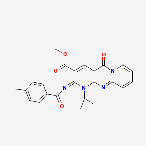 molecular formula C25H24N4O4 B11464826 ethyl 6-(4-methylbenzoyl)imino-2-oxo-7-propan-2-yl-1,7,9-triazatricyclo[8.4.0.03,8]tetradeca-3(8),4,9,11,13-pentaene-5-carboxylate 