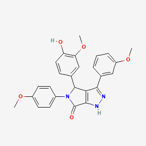 molecular formula C26H23N3O5 B11464864 4-(4-hydroxy-3-methoxyphenyl)-3-(3-methoxyphenyl)-5-(4-methoxyphenyl)-4,5-dihydropyrrolo[3,4-c]pyrazol-6(1H)-one 