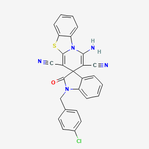 molecular formula C27H16ClN5OS B11464871 1'-Amino-1-(4-chlorobenzyl)-2-oxo-1,2-dihydrospiro[indole-3,3'-pyrido[2,1-b][1,3]benzothiazole]-2',4'-dicarbonitrile 