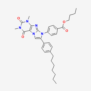 molecular formula C33H39N5O4 B11464973 Butyl 4-[7-(4-heptylphenyl)-1,3-dimethyl-2,4-dioxo-1H,2H,3H,4H,8H-imidazo[1,2-G]purin-8-YL]benzoate 