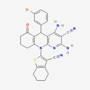 molecular formula C28H23BrN6OS B11464977 2,4-Diamino-5-(3-bromophenyl)-10-(3-cyano-4,5,6,7-tetrahydro-1-benzothiophen-2-yl)-6-oxo-5,6,7,8,9,10-hexahydrobenzo[b][1,8]naphthyridine-3-carbonitrile 