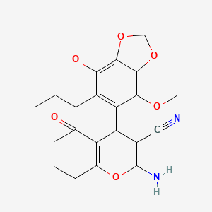 2-amino-4-(4,7-dimethoxy-6-propyl-1,3-benzodioxol-5-yl)-5-oxo-5,6,7,8-tetrahydro-4H-chromene-3-carbonitrile