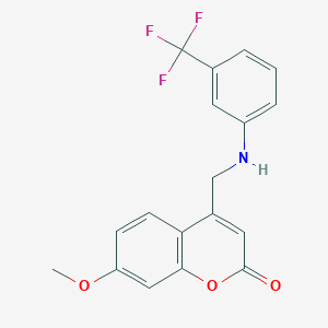 7-Methoxy-4-({[3-(trifluoromethyl)phenyl]amino}methyl)chromen-2-one