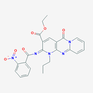 ethyl 6-(2-nitrobenzoyl)imino-2-oxo-7-propyl-1,7,9-triazatricyclo[8.4.0.03,8]tetradeca-3(8),4,9,11,13-pentaene-5-carboxylate