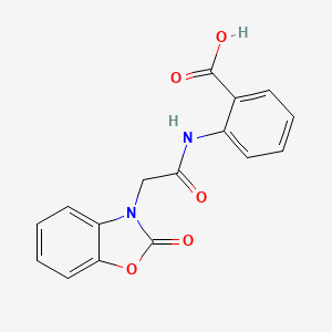 molecular formula C16H12N2O5 B11465047 2-{[(2-oxo-1,3-benzoxazol-3(2H)-yl)acetyl]amino}benzoic acid 