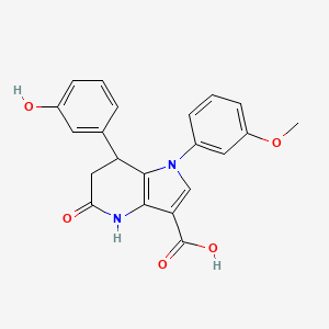 molecular formula C21H18N2O5 B11465048 7-(3-hydroxyphenyl)-1-(3-methoxyphenyl)-5-oxo-4,5,6,7-tetrahydro-1H-pyrrolo[3,2-b]pyridine-3-carboxylic acid 