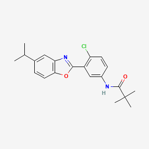 molecular formula C21H23ClN2O2 B11465116 N-{4-chloro-3-[5-(propan-2-yl)-1,3-benzoxazol-2-yl]phenyl}-2,2-dimethylpropanamide 