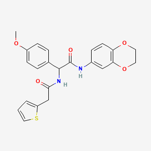 molecular formula C23H22N2O5S B11465138 N-(2,3-dihydro-1,4-benzodioxin-6-yl)-2-(4-methoxyphenyl)-2-[(thiophen-2-ylacetyl)amino]acetamide 