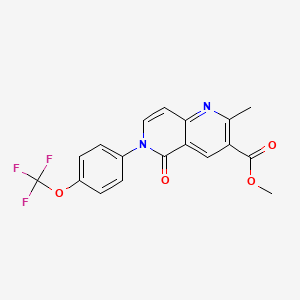 molecular formula C18H13F3N2O4 B11465146 Methyl 2-methyl-5-oxo-6-[4-(trifluoromethoxy)phenyl]-5,6-dihydro-1,6-naphthyridine-3-carboxylate 