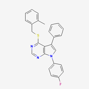 molecular formula C26H20FN3S B11465148 7-(4-fluorophenyl)-4-[(2-methylbenzyl)sulfanyl]-5-phenyl-7H-pyrrolo[2,3-d]pyrimidine 