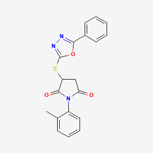 1-(2-Methylphenyl)-3-[(5-phenyl-1,3,4-oxadiazol-2-yl)sulfanyl]pyrrolidine-2,5-dione