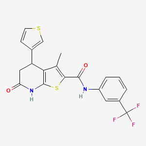 molecular formula C20H15F3N2O2S2 B11465166 3-methyl-6-oxo-4-(thiophen-3-yl)-N-[3-(trifluoromethyl)phenyl]-4,5,6,7-tetrahydrothieno[2,3-b]pyridine-2-carboxamide 