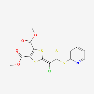 molecular formula C14H10ClNO4S4 B11465179 Dimethyl 2-[1-chloro-2-(pyridin-2-ylsulfanyl)-2-thioxoethylidene]-1,3-dithiole-4,5-dicarboxylate 