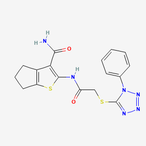 2-({[(1-Phenyl-1H-tetraazol-5-YL)sulfanyl]acetyl}amino)-5,6-dihydro-4H-cyclopenta[B]thiophene-3-carboxamide