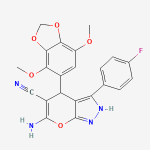 6-Amino-4-(4,7-dimethoxy-1,3-benzodioxol-5-yl)-3-(4-fluorophenyl)-2,4-dihydropyrano[2,3-c]pyrazole-5-carbonitrile