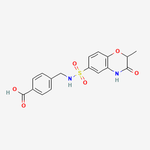 molecular formula C17H16N2O6S B11465312 4-({[(2-methyl-3-oxo-3,4-dihydro-2H-1,4-benzoxazin-6-yl)sulfonyl]amino}methyl)benzoic acid 