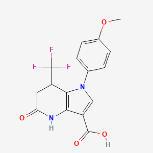 1-(4-methoxyphenyl)-5-oxo-7-(trifluoromethyl)-4,5,6,7-tetrahydro-1H-pyrrolo[3,2-b]pyridine-3-carboxylic acid