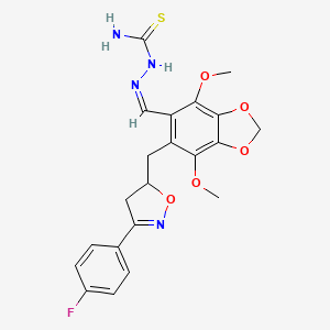 (2Z)-2-[(6-{[3-(4-fluorophenyl)-4,5-dihydro-1,2-oxazol-5-yl]methyl}-4,7-dimethoxy-1,3-benzodioxol-5-yl)methylidene]hydrazinecarbothioamide