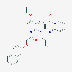 molecular formula C30H28N4O6 B11465330 ethyl 7-(3-methoxypropyl)-6-(2-naphthalen-2-yloxyacetyl)imino-2-oxo-1,7,9-triazatricyclo[8.4.0.03,8]tetradeca-3(8),4,9,11,13-pentaene-5-carboxylate 