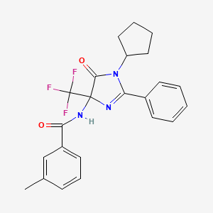 molecular formula C23H22F3N3O2 B11465334 N-[1-cyclopentyl-5-oxo-2-phenyl-4-(trifluoromethyl)-4,5-dihydro-1H-imidazol-4-yl]-3-methylbenzamide 