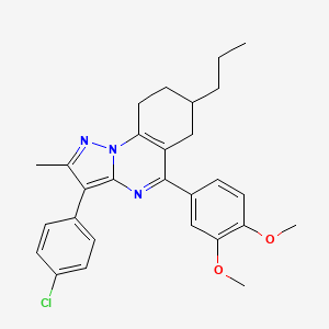 3-(4-Chlorophenyl)-5-(3,4-dimethoxyphenyl)-2-methyl-7-propyl-6,7,8,9-tetrahydropyrazolo[1,5-a]quinazoline