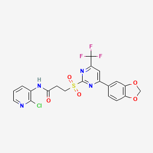 molecular formula C20H14ClF3N4O5S B11465365 3-{[4-(1,3-benzodioxol-5-yl)-6-(trifluoromethyl)pyrimidin-2-yl]sulfonyl}-N-(2-chloropyridin-3-yl)propanamide 