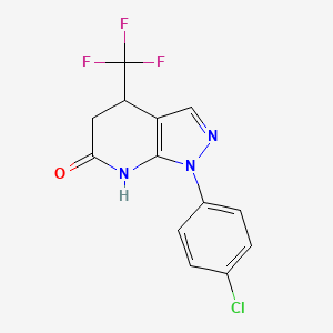 molecular formula C13H9ClF3N3O B11465376 1-(4-Chlorophenyl)-4-(trifluoromethyl)-1H,4H,5H,6H,7H-pyrazolo[3,4-b]pyridin-6-one 