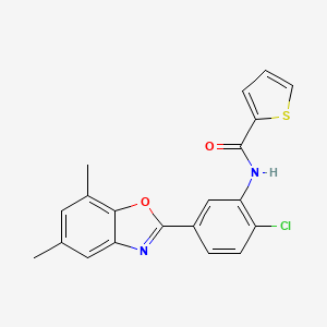 molecular formula C20H15ClN2O2S B11465382 N-[2-chloro-5-(5,7-dimethyl-1,3-benzoxazol-2-yl)phenyl]thiophene-2-carboxamide 