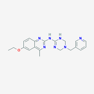 molecular formula C20H23N7O B11465387 6-ethoxy-4-methyl-N-[5-(pyridin-3-ylmethyl)-1,4,5,6-tetrahydro-1,3,5-triazin-2-yl]quinazolin-2-amine 