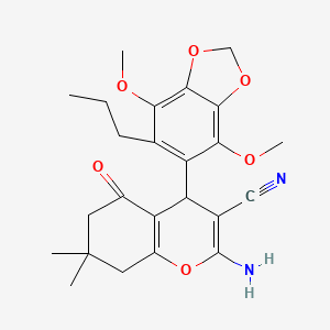 2-amino-4-(4,7-dimethoxy-6-propyl-1,3-benzodioxol-5-yl)-7,7-dimethyl-5-oxo-5,6,7,8-tetrahydro-4H-chromene-3-carbonitrile