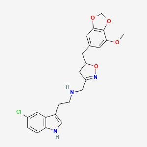 molecular formula C23H24ClN3O4 B11465423 2-(5-chloro-1H-indol-3-yl)-N-({5-[(7-methoxy-1,3-benzodioxol-5-yl)methyl]-4,5-dihydro-1,2-oxazol-3-yl}methyl)ethanamine 