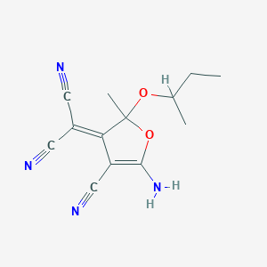 Propanedinitrile, 2-[5-amino-4-cyano-2-methyl-2-(1-methylpropoxy)-3(2H)-furanyliden]-