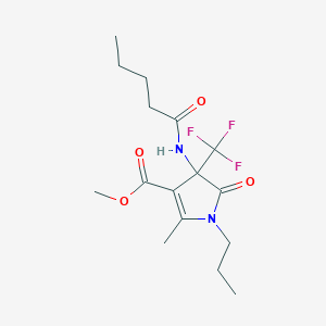 methyl 2-methyl-5-oxo-4-(pentanoylamino)-1-propyl-4-(trifluoromethyl)-4,5-dihydro-1H-pyrrole-3-carboxylate