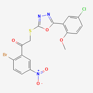 1-(2-Bromo-5-nitrophenyl)-2-{[5-(5-chloro-2-methoxyphenyl)-1,3,4-oxadiazol-2-yl]sulfanyl}ethanone