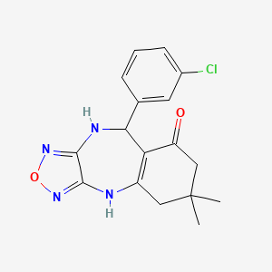 molecular formula C17H17ClN4O2 B11465500 9-(3-chlorophenyl)-6,6-dimethyl-6,7,9,10-tetrahydro-4H-[1,2,5]oxadiazolo[3,4-b][1,4]benzodiazepin-8(5H)-one 