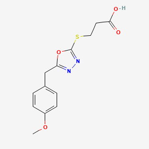 molecular formula C13H14N2O4S B11465501 3-{[5-(4-Methoxybenzyl)-1,3,4-oxadiazol-2-yl]sulfanyl}propanoic acid 