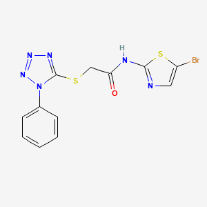 molecular formula C12H9BrN6OS2 B11465507 N-(5-bromo-1,3-thiazol-2-yl)-2-[(1-phenyl-1H-tetrazol-5-yl)sulfanyl]acetamide 