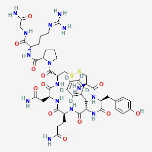 molecular formula C₄₆H₆₀D₅N₁₅O₁₂S₂ B1146552 (2S)-1-[(4R,7S,10S,13S,16S,19R)-19-氨基-7-(2-氨基-2-氧代乙基)-10-(3-氨基-3-氧代丙基)-16-[(4-羟基苯基)甲基]-6,9,12,15,18-五氧代-13-[(2,3,4,5,6-五氘代苯基)甲基]-1,2-二硫杂-5,8,11,14,17-五氮杂环二十烷-4-羰基]-N-[(2S)-1-[(2-氨基-2-氧代乙基)氨基]-5-(二氨基亚甲基氨基)-1-氧代戊烷-2-基]吡咯烷-2-甲酰胺 CAS No. 1356383-11-3