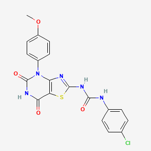 molecular formula C19H14ClN5O4S B11465535 1-(4-Chlorophenyl)-3-[5-hydroxy-4-(4-methoxyphenyl)-7-oxo-4,7-dihydro[1,3]thiazolo[4,5-d]pyrimidin-2-yl]urea 