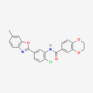 N-[2-chloro-5-(6-methyl-1,3-benzoxazol-2-yl)phenyl]-2,3-dihydro-1,4-benzodioxine-6-carboxamide